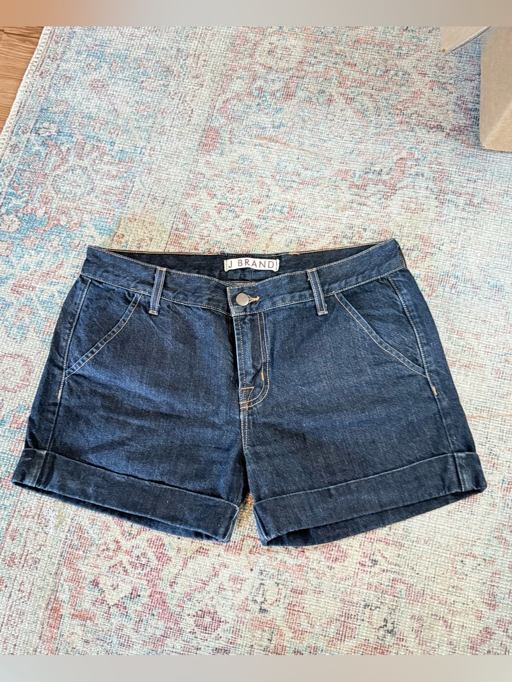J Brand Dark Indigo Cuffed Denim Shorts